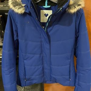 Obermeyer Women’s Ski Jacket blue size 10 fur hood